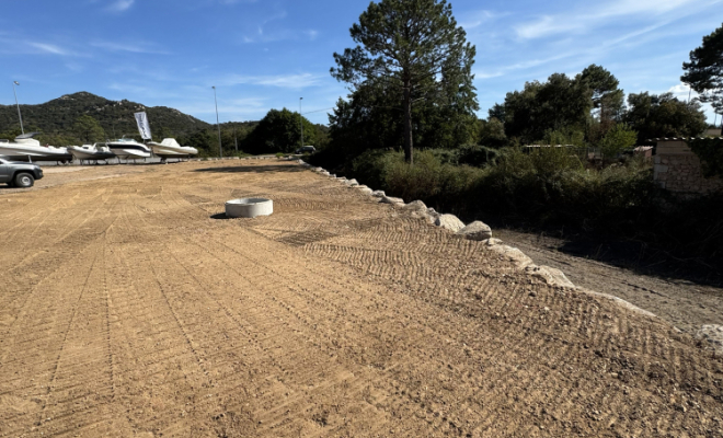 Réalisation d’un enrochement de soutènement pour création d’une plateforme – Lecci, Porto-Vecchio, D.T.P